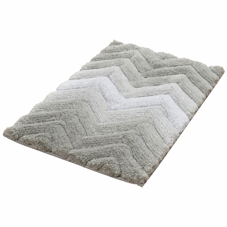 Riviera Homes Chevron Bath Mat 2 Pack Light Grey