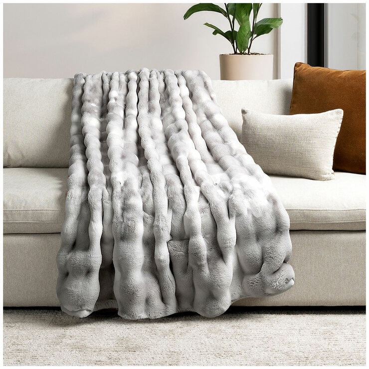 House & Home Bubble Faux Fur Throw 152cm x 177cm