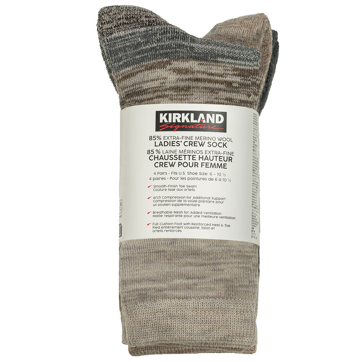 Kirkland Signature Women's Wool Sock 4 Pack Neutral