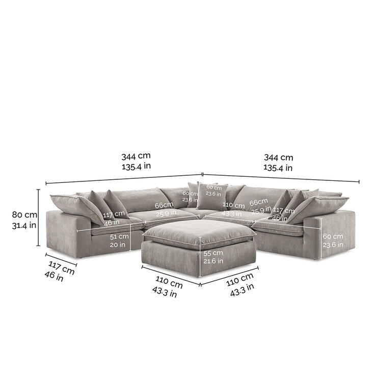Aiden & Ivy 6 Piece Fabric Modular Sectional