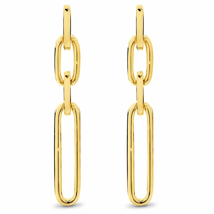 18KT Yellow Gold Paperclip Drop Earrings