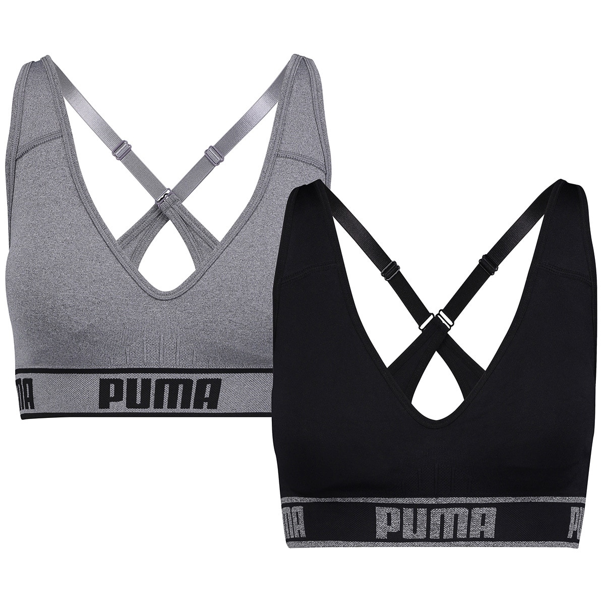 Puma Women's Sports Bra 2pk Black & Grey