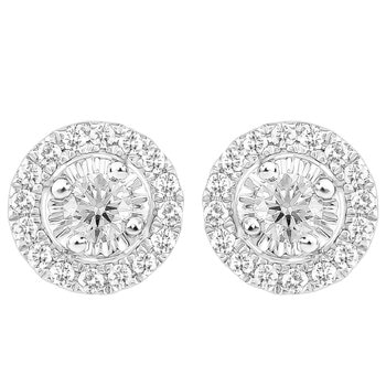 18KT White Gold 0.45ctw Diamond Milgrain Earrings