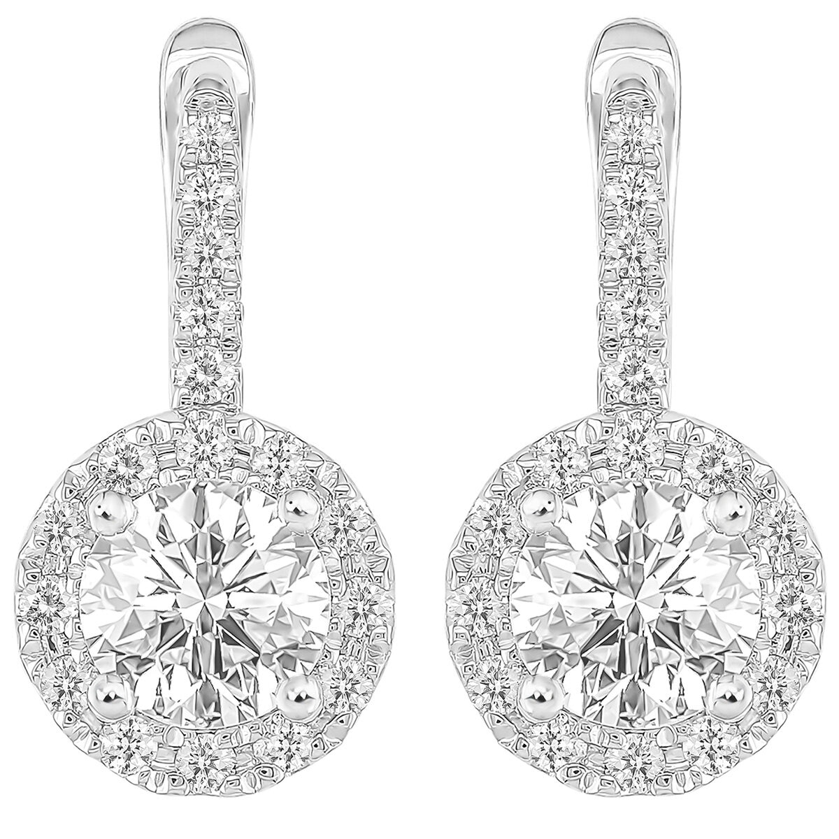18KT White Gold 1.25ctw Round Diamond Halo Earrings