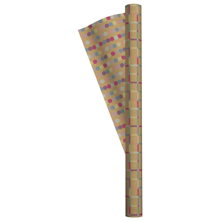Kirkland Signature Spring Reversible Trio Gift Wrap Cheerful Kraft - update img