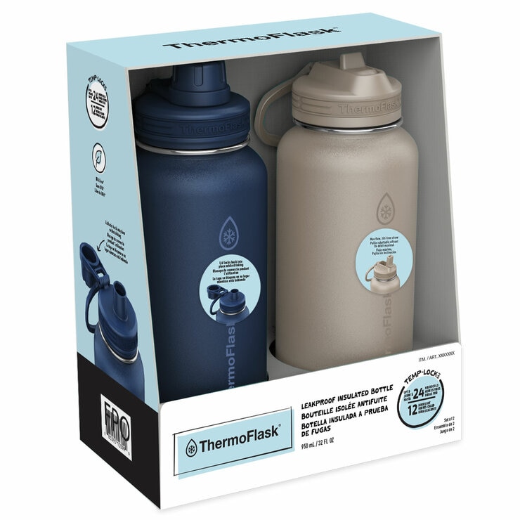 Theromoflask Stainless Steel Bottles 950ml x 2 Pack