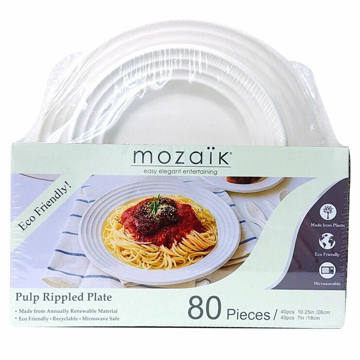 Mozaik Round Rippled Plates 80 Count