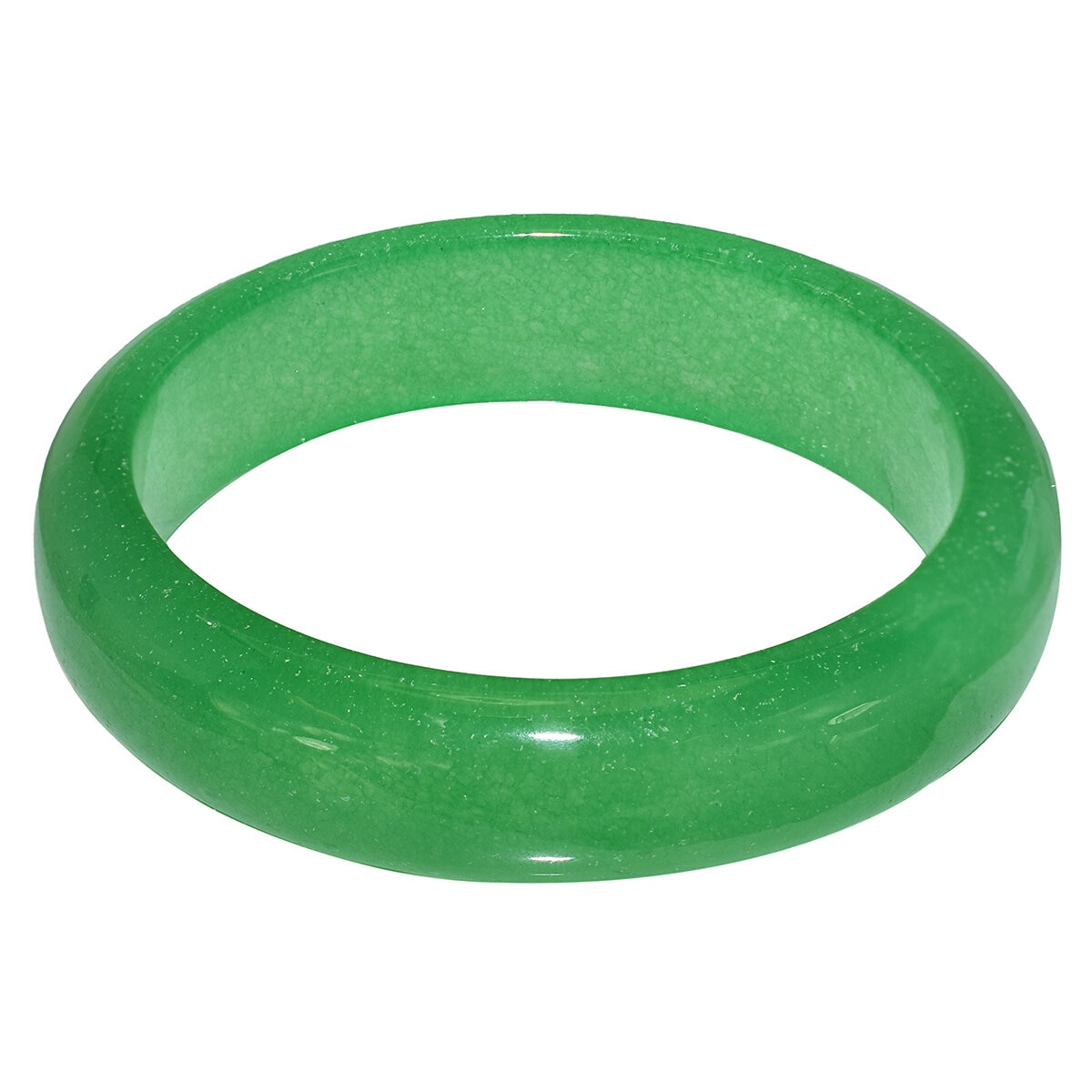 Green Dyed Jade Flat Round Bangle 19cm