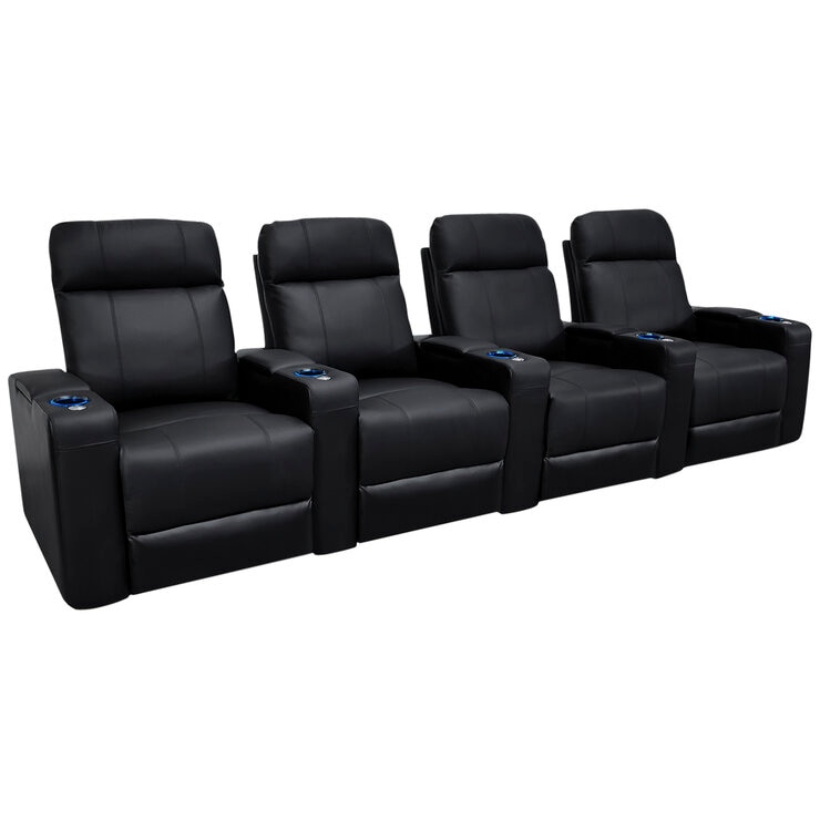 Valencia Piacenza Home Theater Seating Row of 4 Seats, Black
