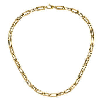 14KT Yellow Gold Twisted Paperclip Necklace 18 Inch