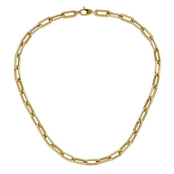 14KT Yellow Gold Twisted Paperclip Necklace 18 Inch