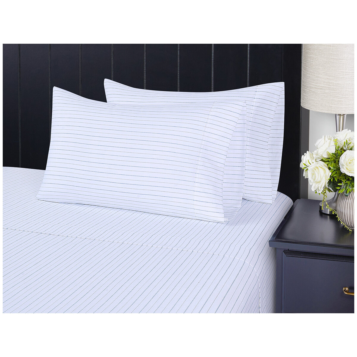 Southpoint Sheet Set Queen 6 Piece Square Dash Stripe