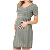 Ripe Maternity - Women's Nursing Dress - Olive/White