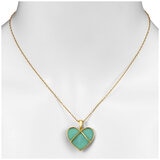 14KT Yellow Gold Turquoise Heart Pendant Necklace