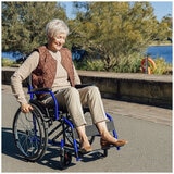 Altus Transport Wheelchair Lightweight Folding Self Propelled 20-inch Wheel - BLUE