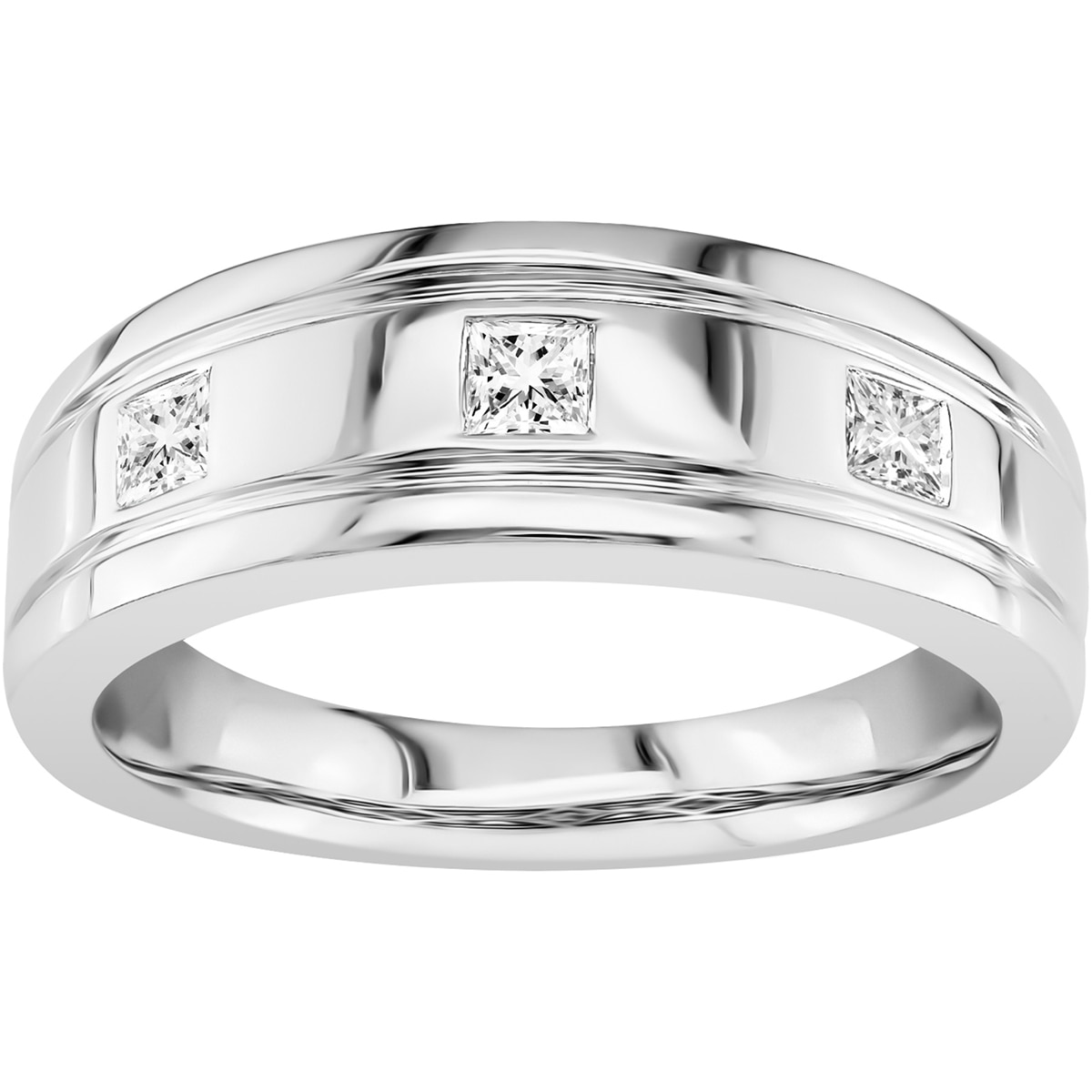 18KT White Gold 0.33ctw Princess Cut Diamond Mens Ring Costco Australia