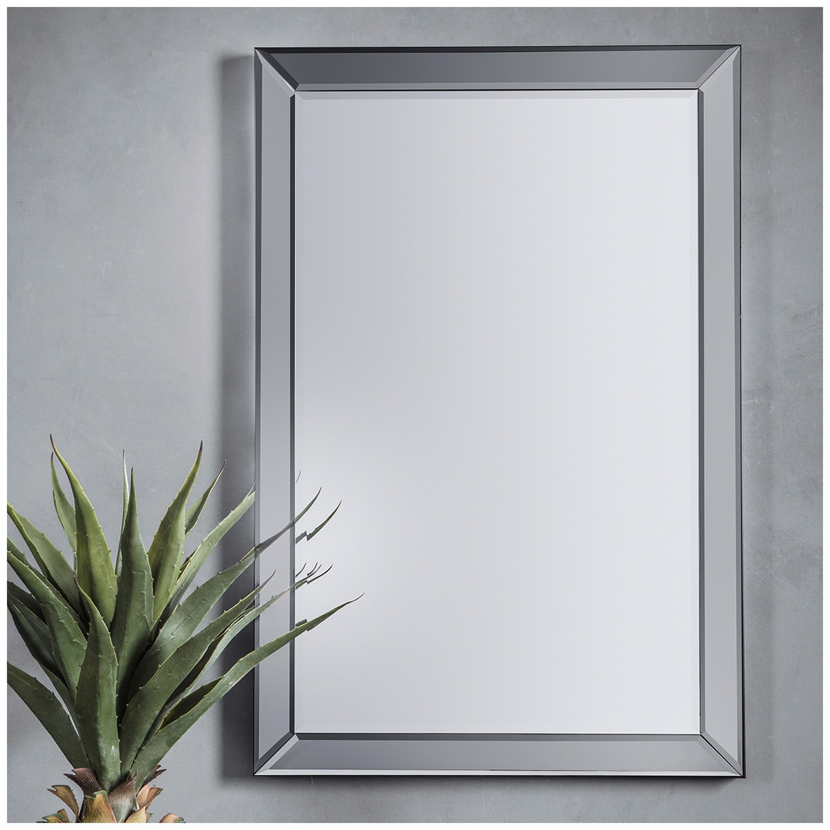 Gallery Direct Luna Rectangle Euro Grey Mirror 915 x 610 mm