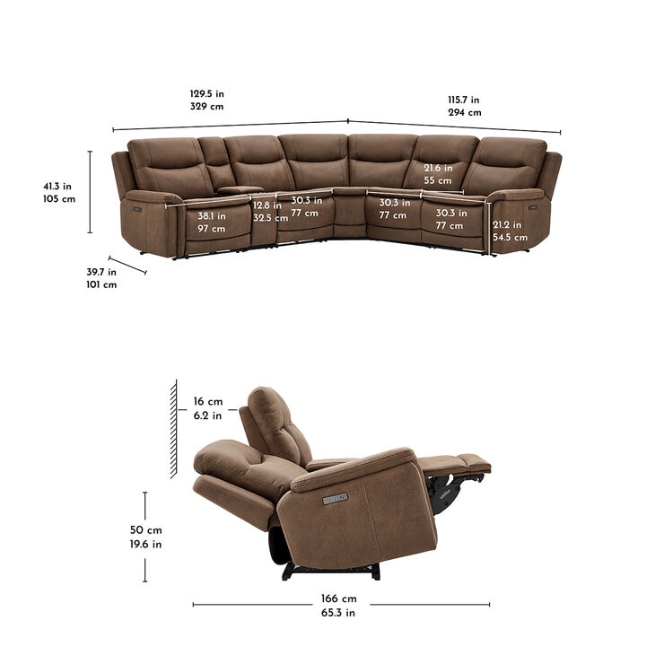 GilmanCreek Fabric Power Reclining Sectional With Power Headrests