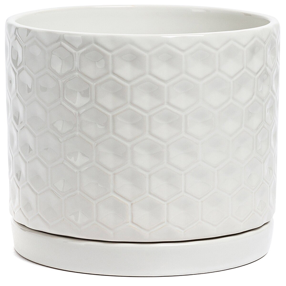 over&back Set Of 2 Honeycomb Ceramic Planters White Blue over&back Set Of 2 Honeycomb Ceramic Planters White Blue