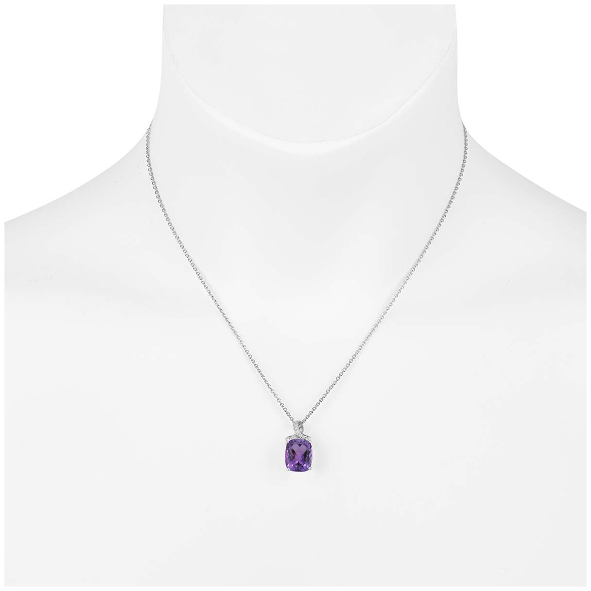 0.08ctw Diamond with 6.43ctw Cushion Purple Sapphire Pendant