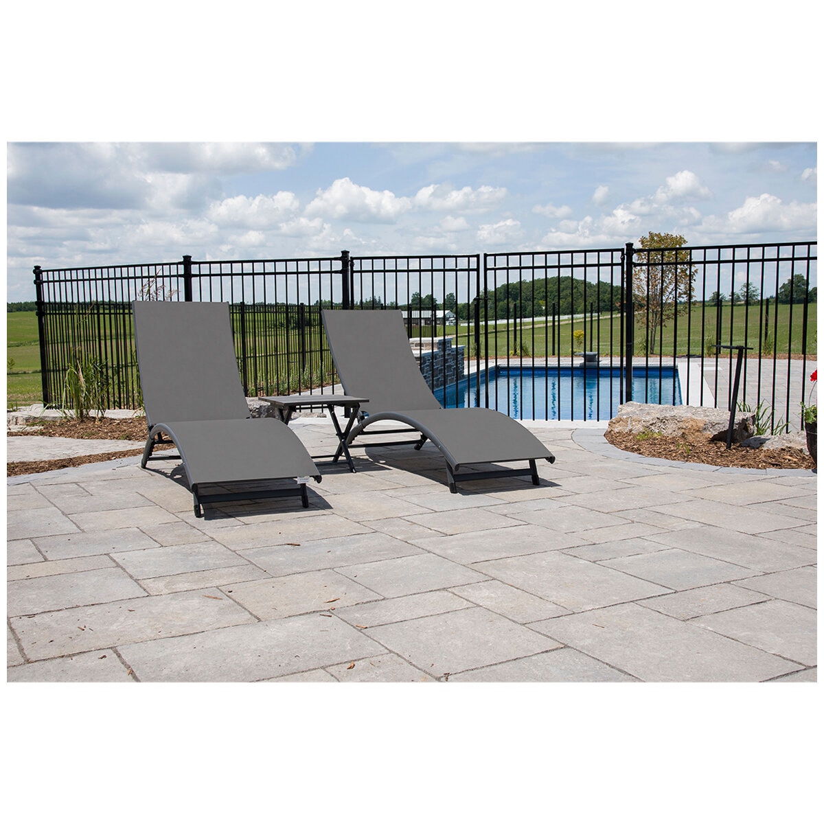 Vivere Chaise Lounges & Table Dark Grey