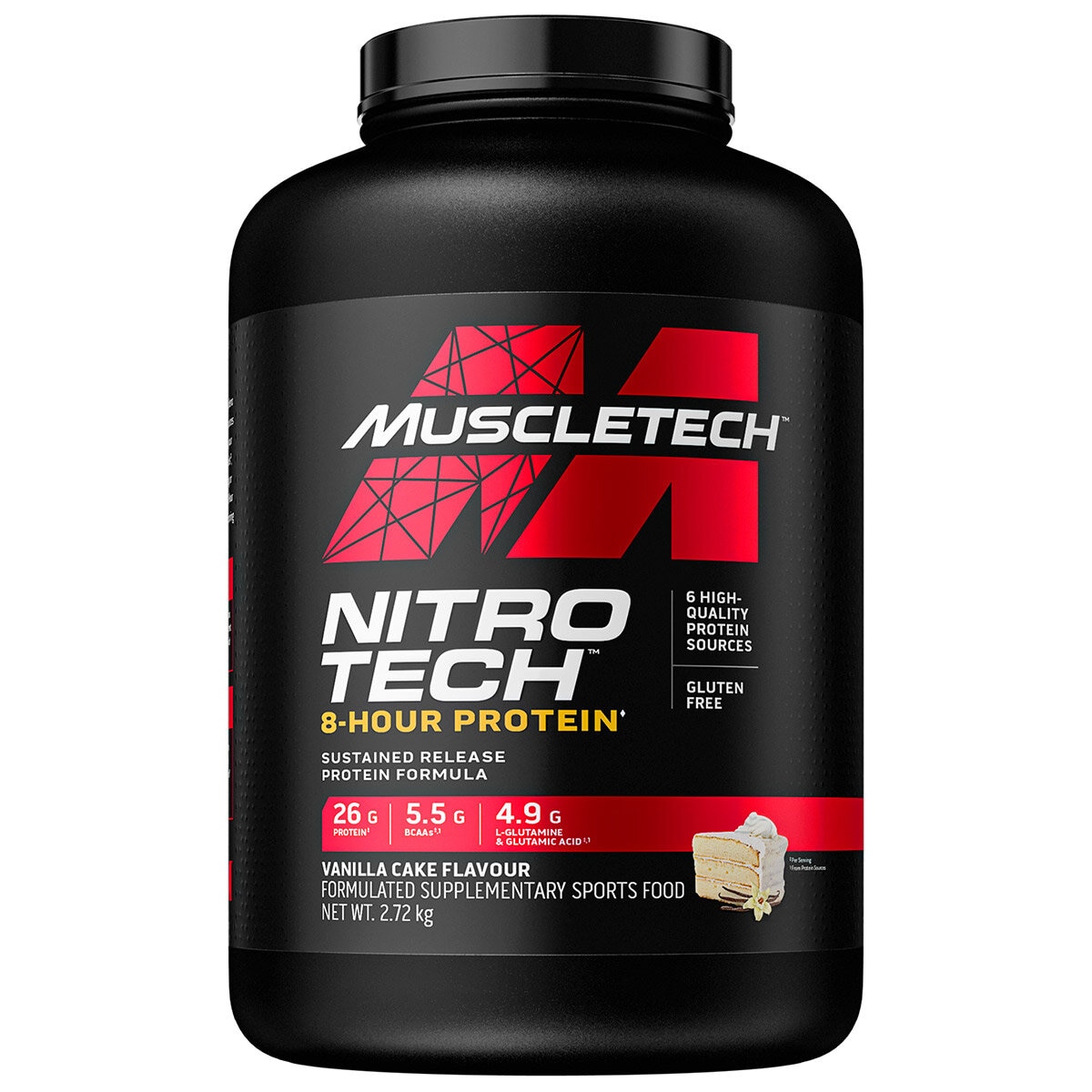 Muscletech Nitrotech 8 Hour Protein Vanilla Cake 2.72kg