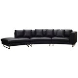 Moran Arcadia Extended Leather Chaise Sofa Onyx