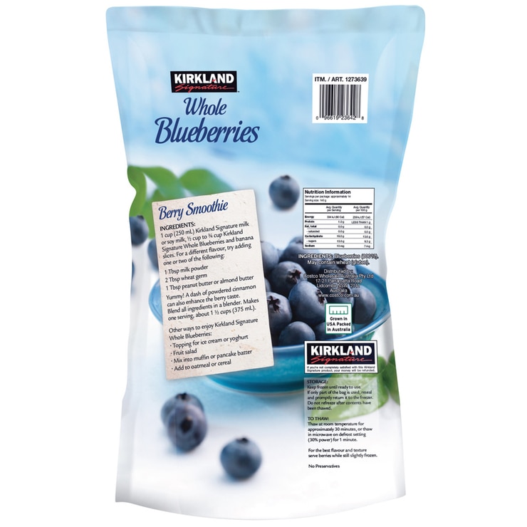 Kirkland Signature Whole Blueberries 2kg Costco Australia