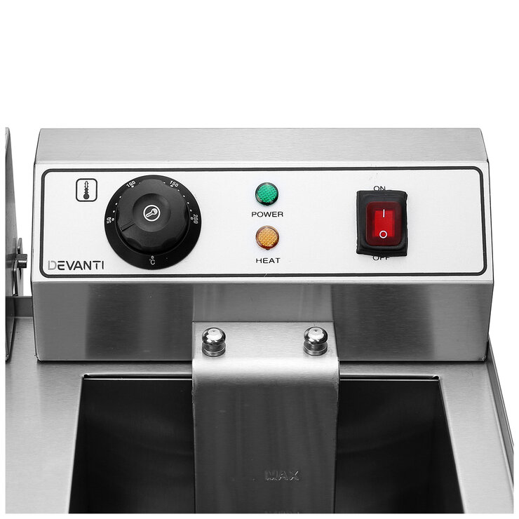 Devanti Electric Commercial Chip Cooker Deep Fryer Twin Frying Basket
