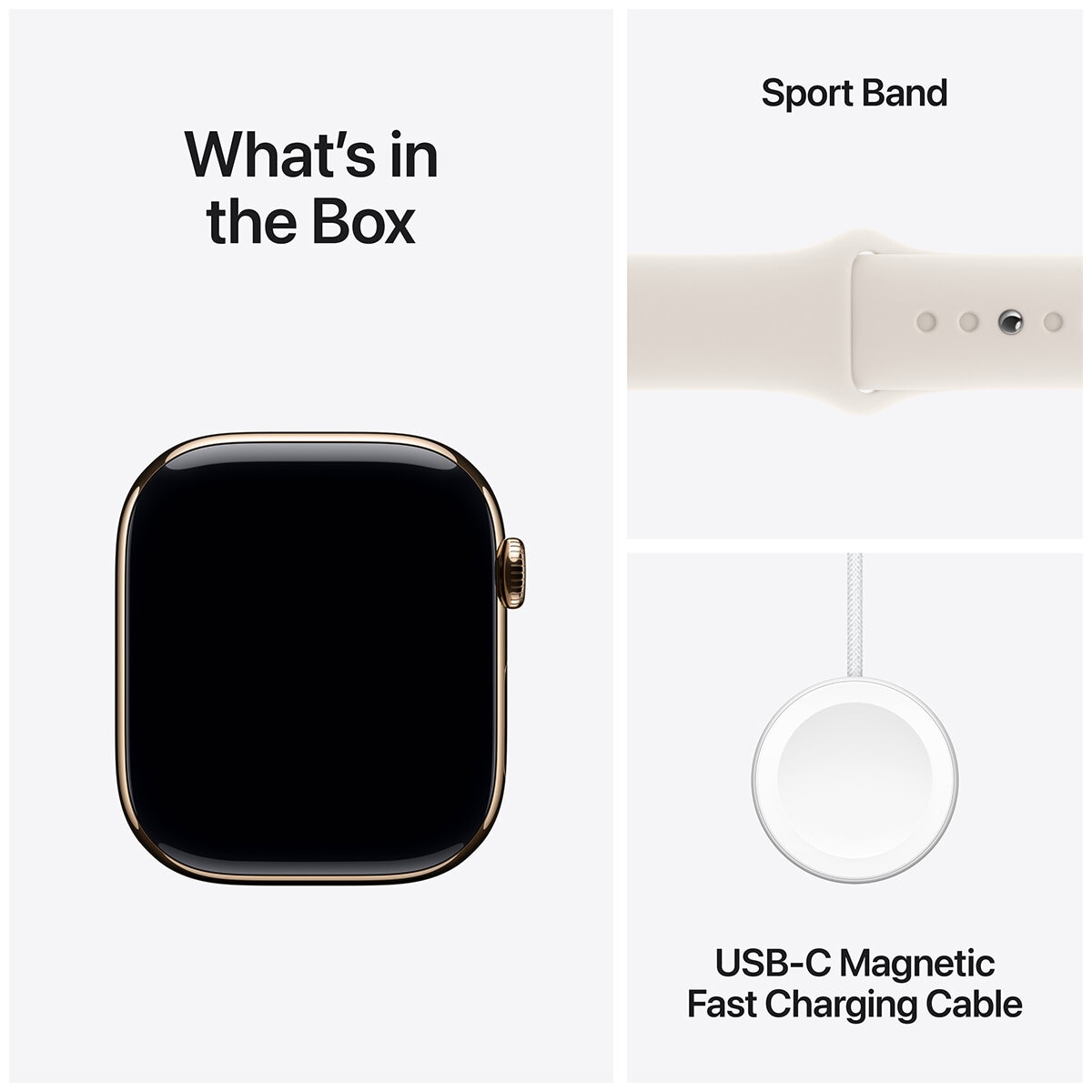 Apple Watch Series 10 GPS + Cellular 46mm Gold Titanium Case with Starlight Sport Band S/M