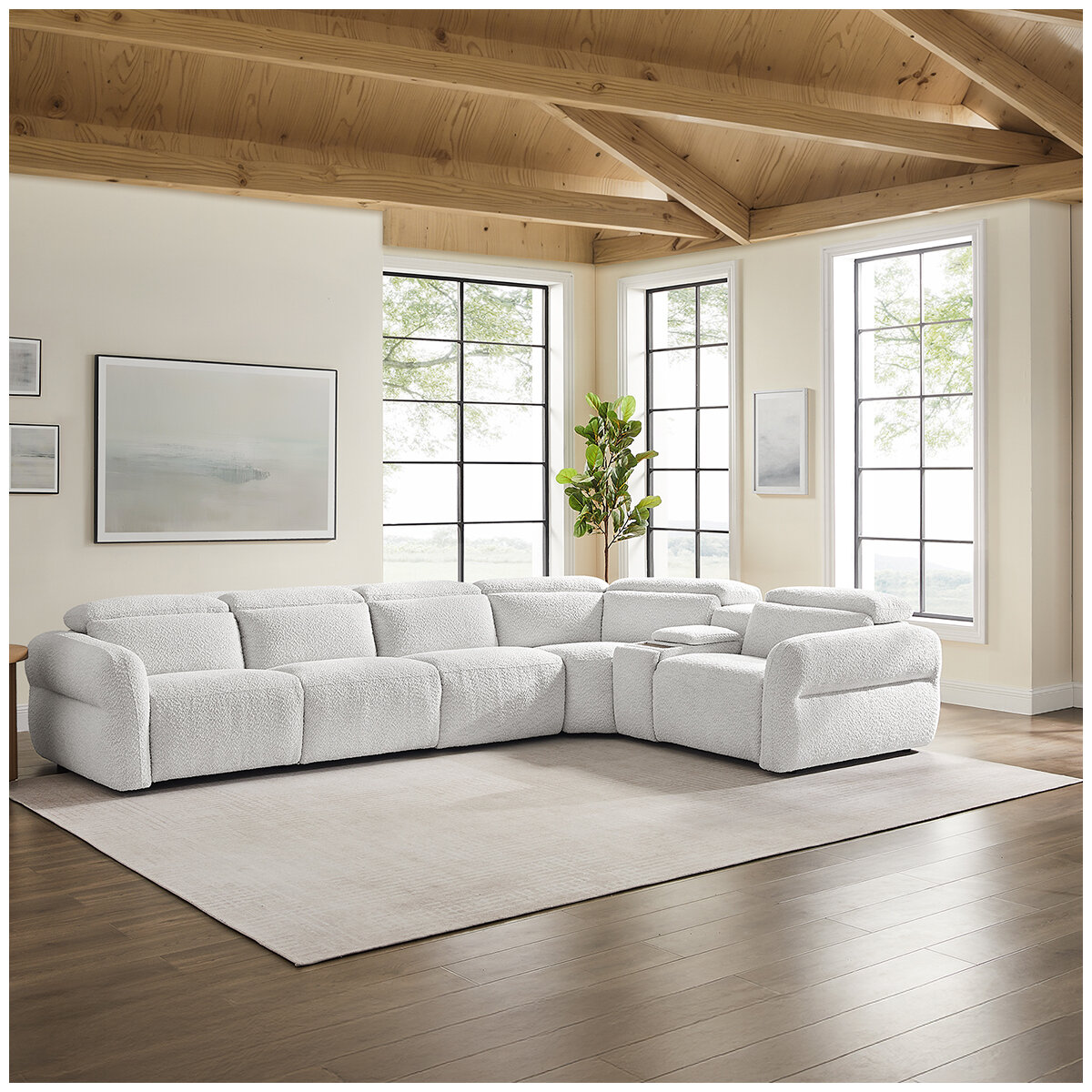 Aiden & Ivy Fabric Power Reclining Sectional With Power Headrests