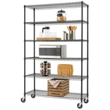 TRINITY Basics 6-Tier 48"x18"x72" Shelving Rack with Wheels - Black