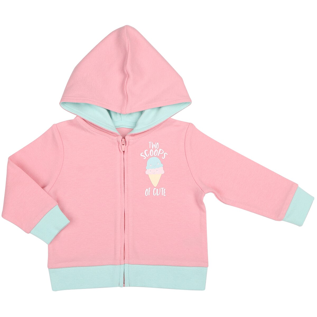Peanut Shell 2pc Baby Set - Pink Hood/Print Pants