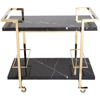 CAFE Lighting & Living Franklin Black Marble Bar Cart Gold
