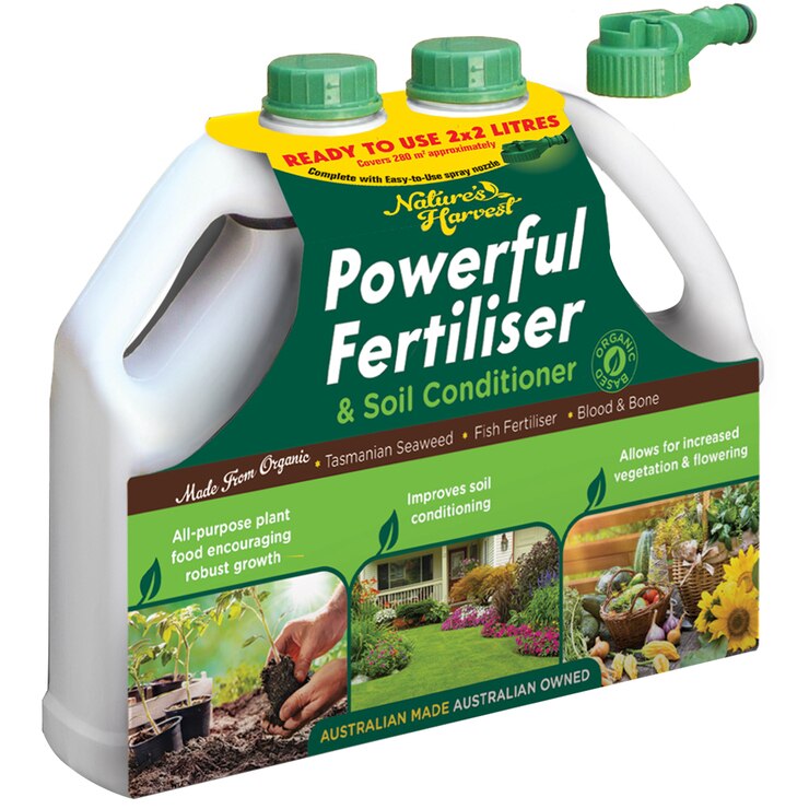 Nature's Harvest Powerful Fertiliser & Soil Conditioner 3 x 2 x 2L