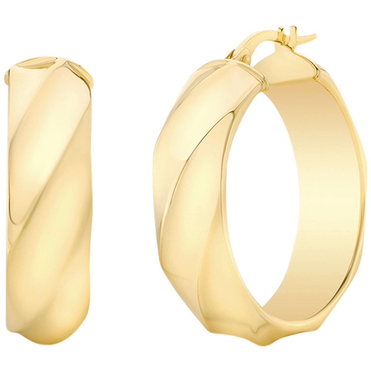 14KT Yellow Gold Weavy Hoop Earrings 3.40g Made in Italy
