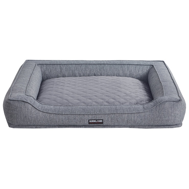 Kirkland Signature Bolster Cuddler Pet Bed Grey Quilt