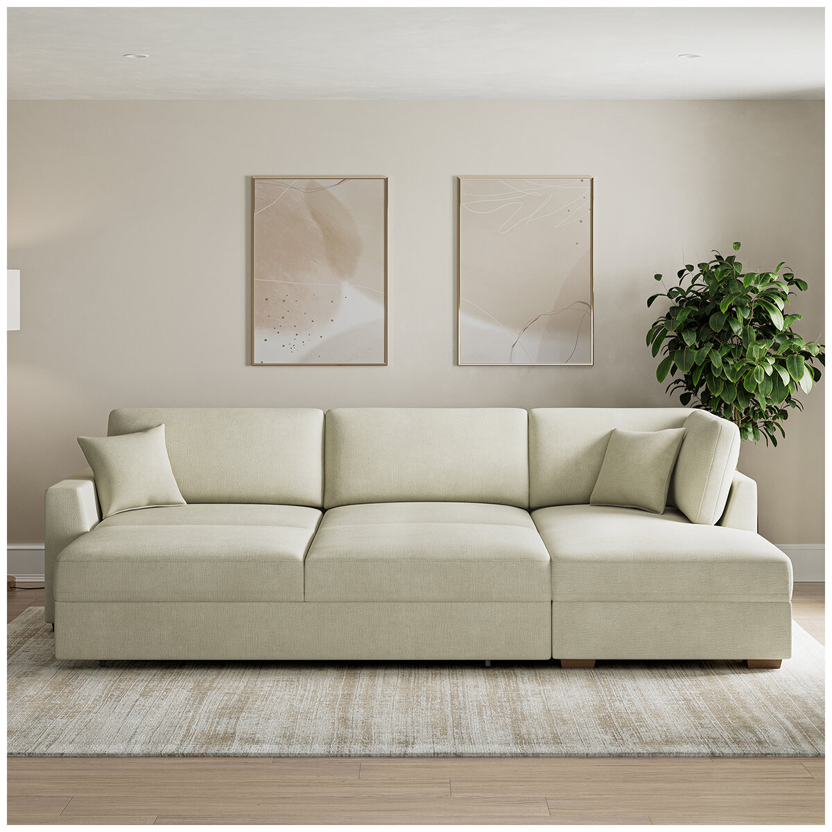 Thomasville 2 Piece Convertible Sectional With Chaise