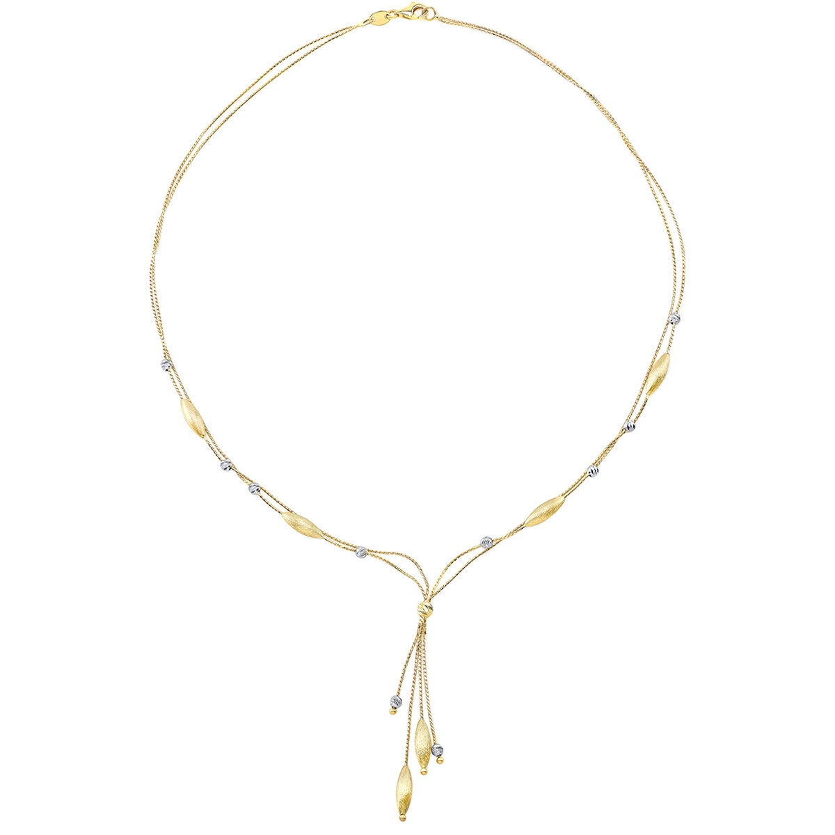 14KT Yellow Gold 2 Strand Franco Chain with 2 Tone Beads