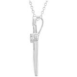14KT White Gold 0.20CTW Round and Baguette Diamond Cross Pendant
