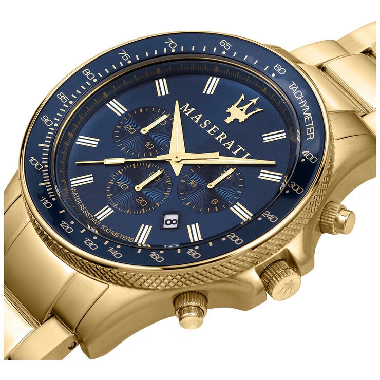 Maserati Sfida Men's Chronograph Watch R8873640008 Gold & Blue
