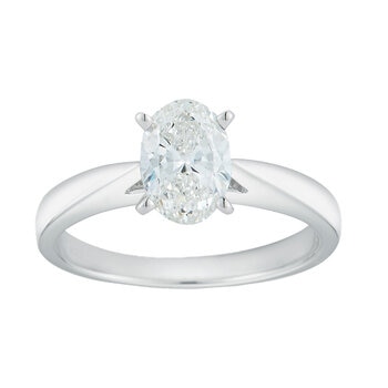 Platinum 1ctw Oval Diamond 4 Prong Ring