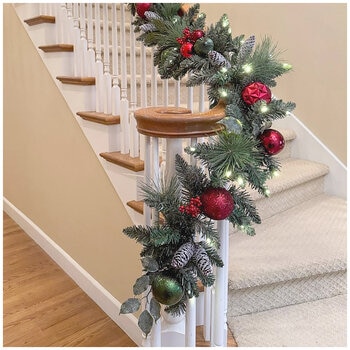 Pre-Lit Decorated Holiday Artificial Garland Red 2.7M