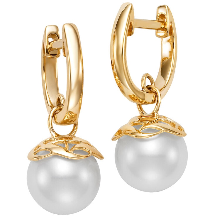 14KT Yellow Gold 9.0-9.5mm Cultured Freshwater Pearl Earring