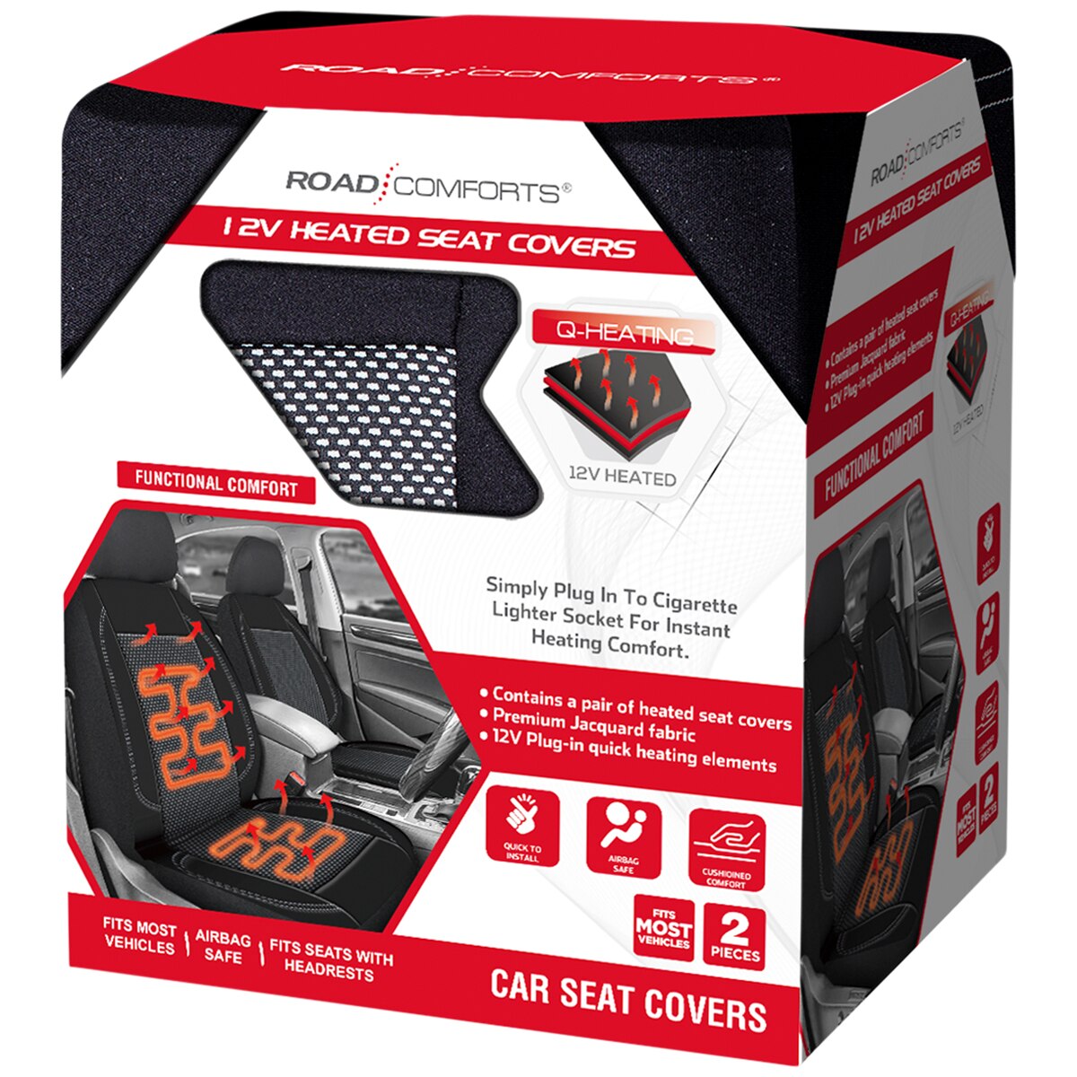 Road Comfort Heated Seat Cover 2 pack Costco Australia