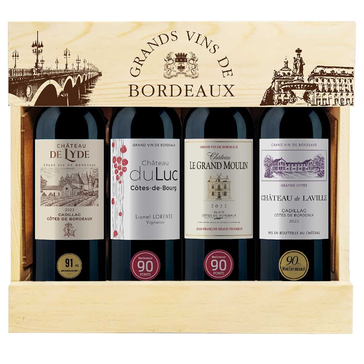 Grands Vins De Bordeaux 90+ Points Selection 4 x 750ml