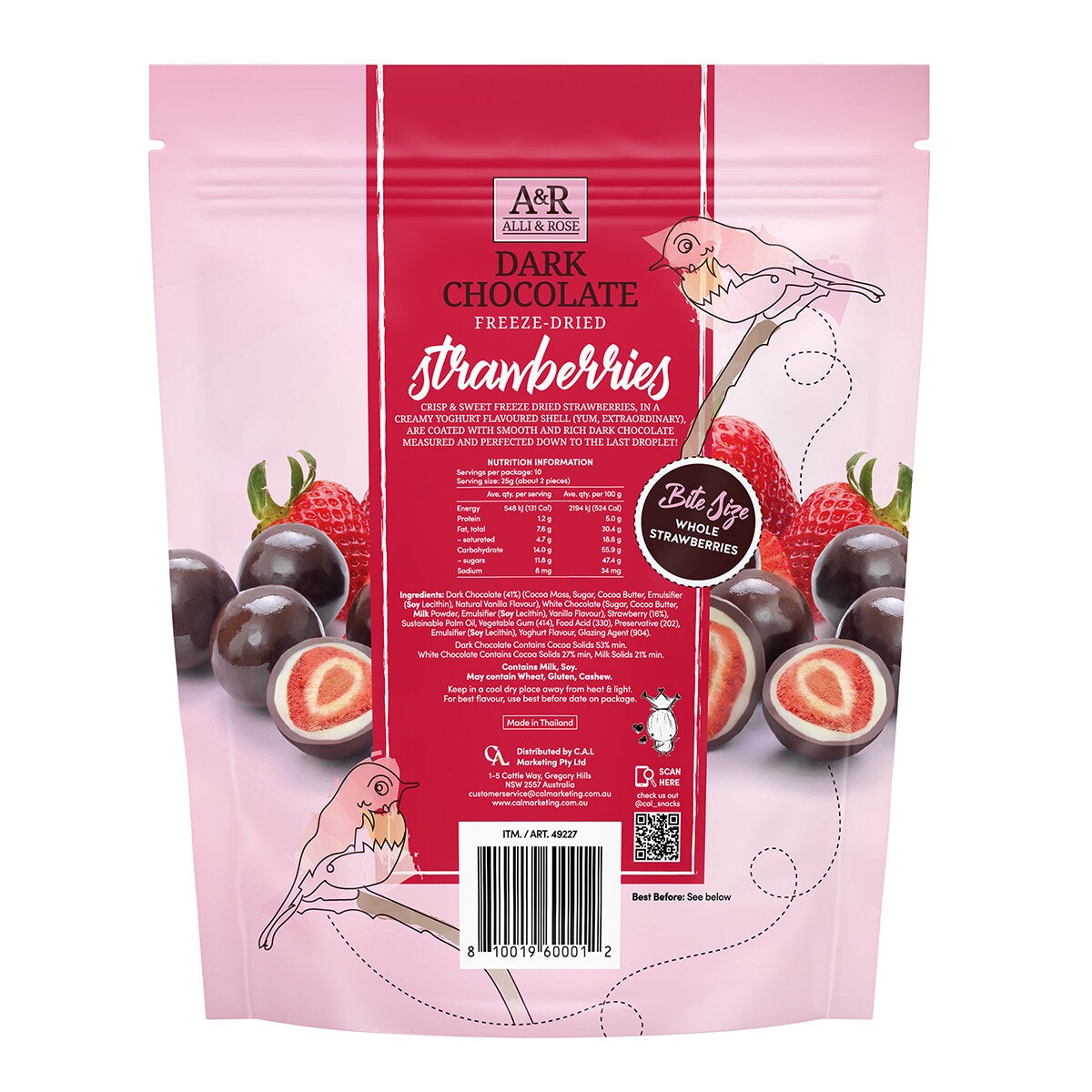 Alli & Rose Dark Choc Strawberries 250g Alli & Rose Dark Choc Strawberries 250g
