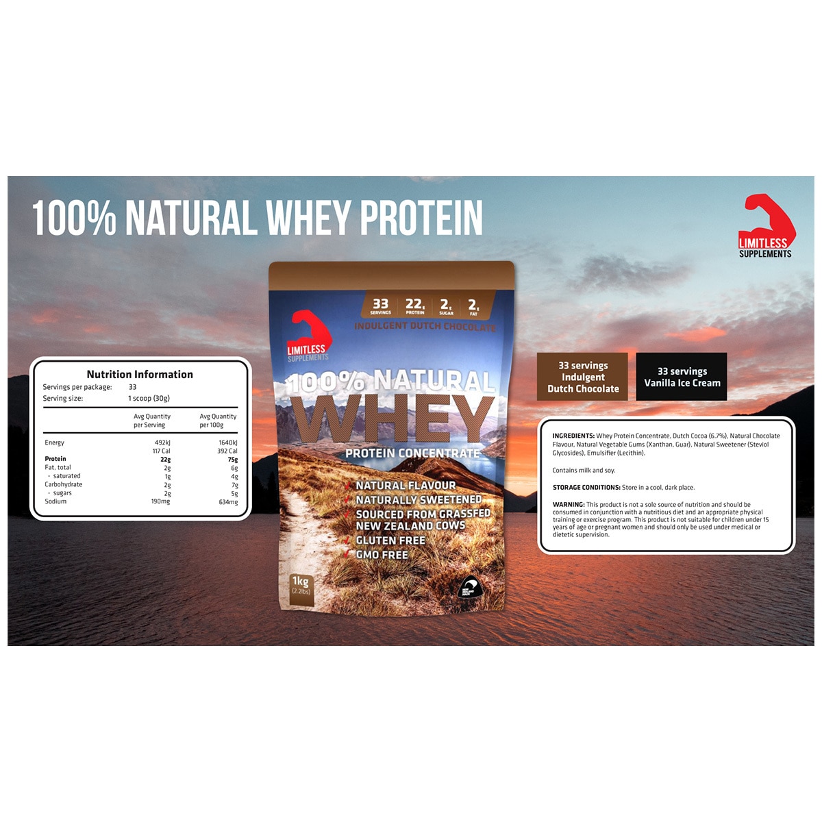 Limitless 100% Natural Whey - Chocolate