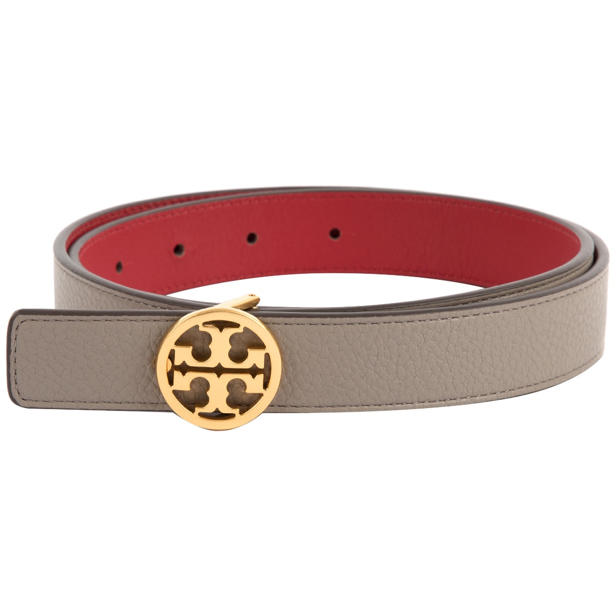 Tory Burch 1 Reversible Logo Belt - Grey Gold