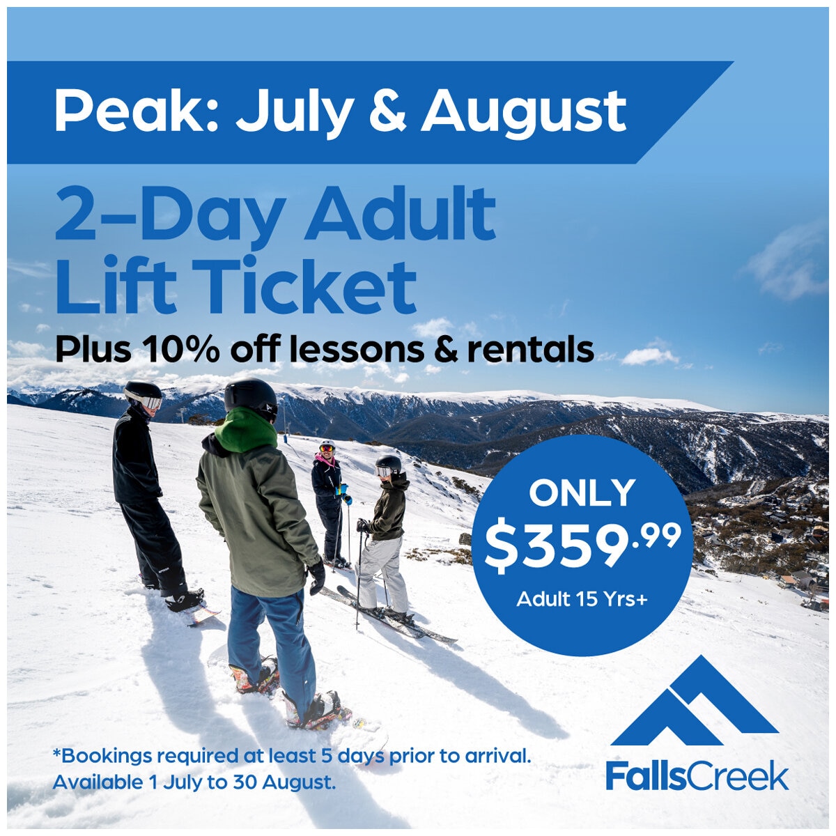 Falls Creek Lift Ticket Peak Season Adult 2 Day Falls Creek Lift Ticket Peak Season Adult 2 Day